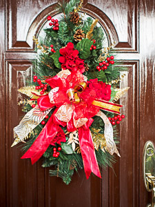 Christmas Swag with Red Hydrangeas at Elegant Floral Wreaths at Etsy. 