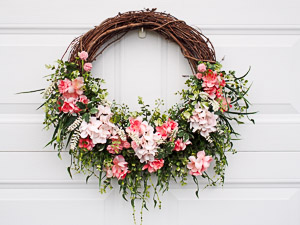 Peach Hydrangeas Peach Blossoms from Elegant Floral Wreaths at Etsy. 